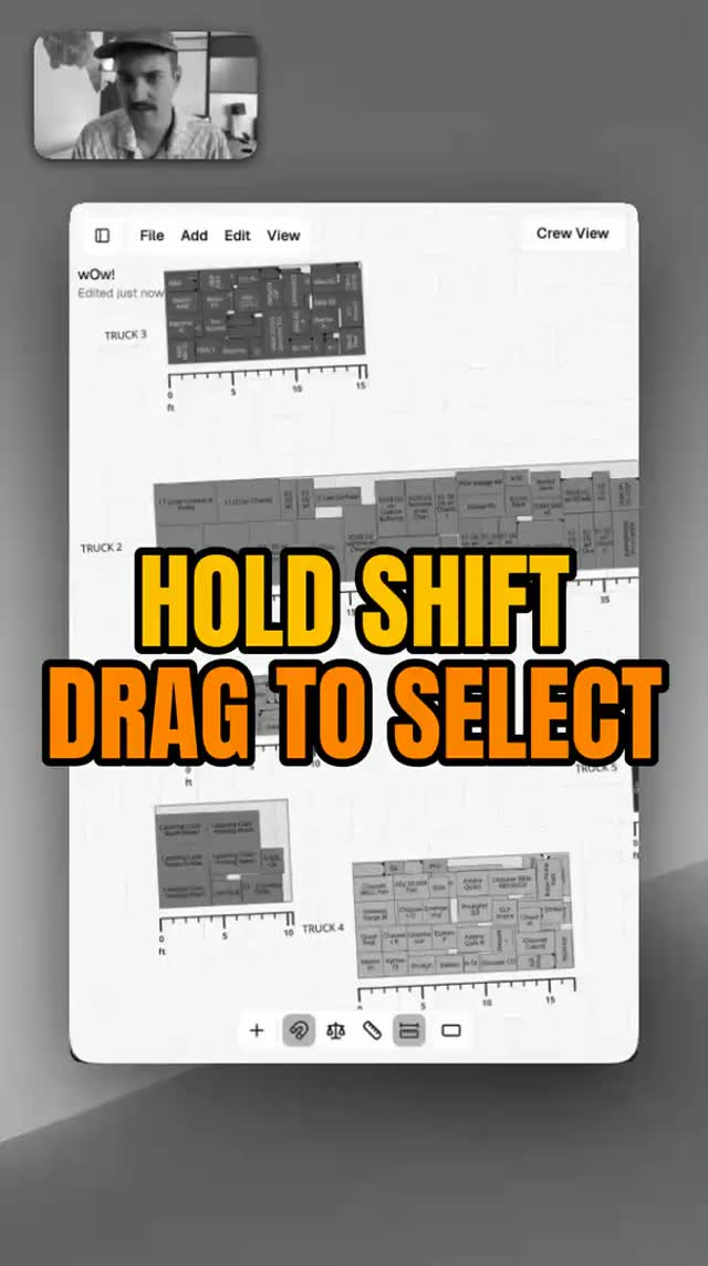 You can shift-click cases one at a time, or hold shift and drag a box around them and grab the whole group at once. Do it in orthographic view and you are looking at the pack like it is on graph paper, which is the fastest way to see what actually lines up.