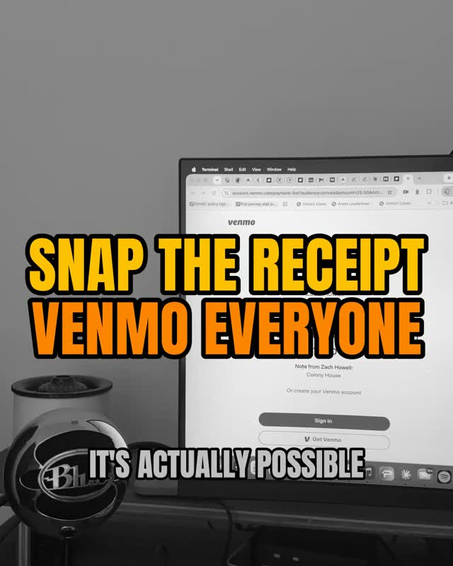 A Venmo request is just a URL you can build.
venmo.com, then the audience, the recipient, the amount, the note.
So something else can build it for you. I take a photo of the receipt and Claude sends everyone their own request with the right memo. It already has the text thread, so it knows who was